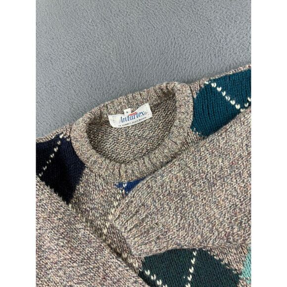 Other - Antartex Sweater Men's S Gray‎ Argyle Diamond Wool Jumper Fisherman Vintage